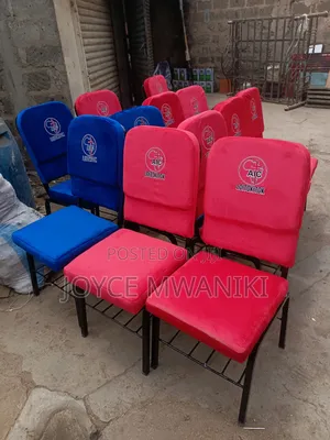 Church Chairs, Red, Blue With Branding 