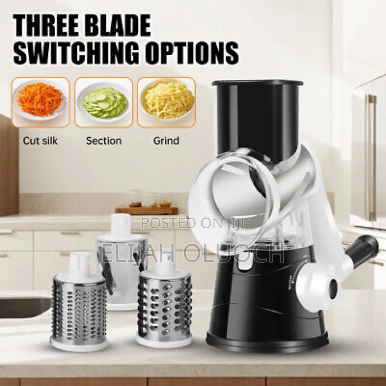 Rotary Drum Grater Veggie Slicer With 3 Slicing Options