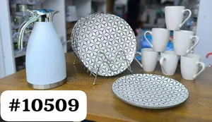 13 Pieces Dinner Set- 1flask, 6 Cups and 6 Plates