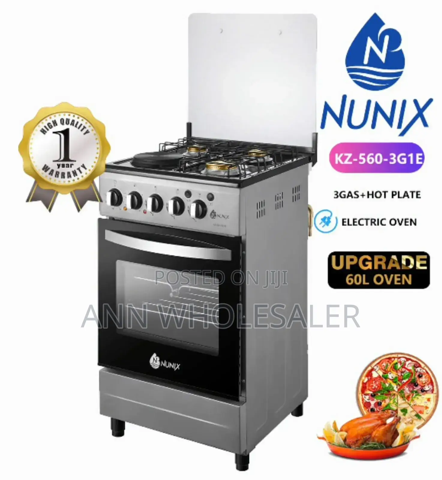 60 Litres Oven Nunix 3+1 Gas Cooker