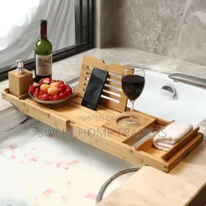 *Expandable Bamboo Bathtub Caddy Tray