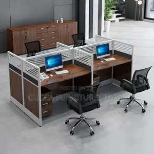 Workstations:4-Way Ergonomic Wood Office Workstation