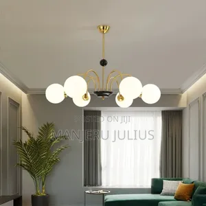 6white Glass Chandelier Lighting