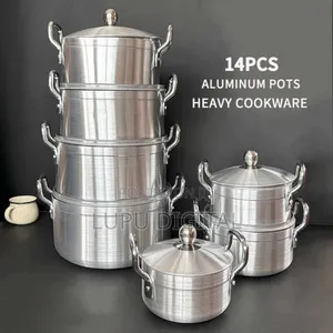 7pcheavy Aluminium Cooking Pots Sizes16,18,20,22,24,26,28cm