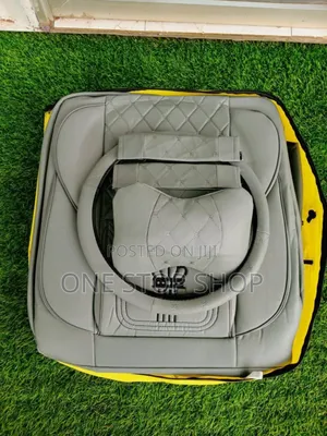 Grey Seat Leather Top Covers With Headrest and Steering