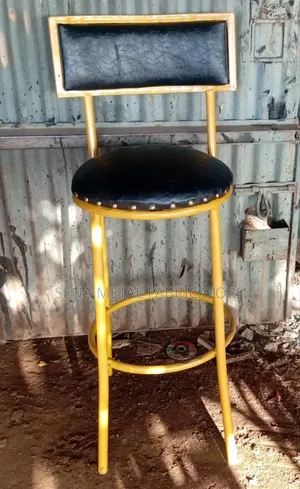 Black Leather Bar Stool With Footrest