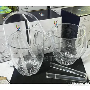 800 Ml Glass Ice Buscket +Tong 12 Cm