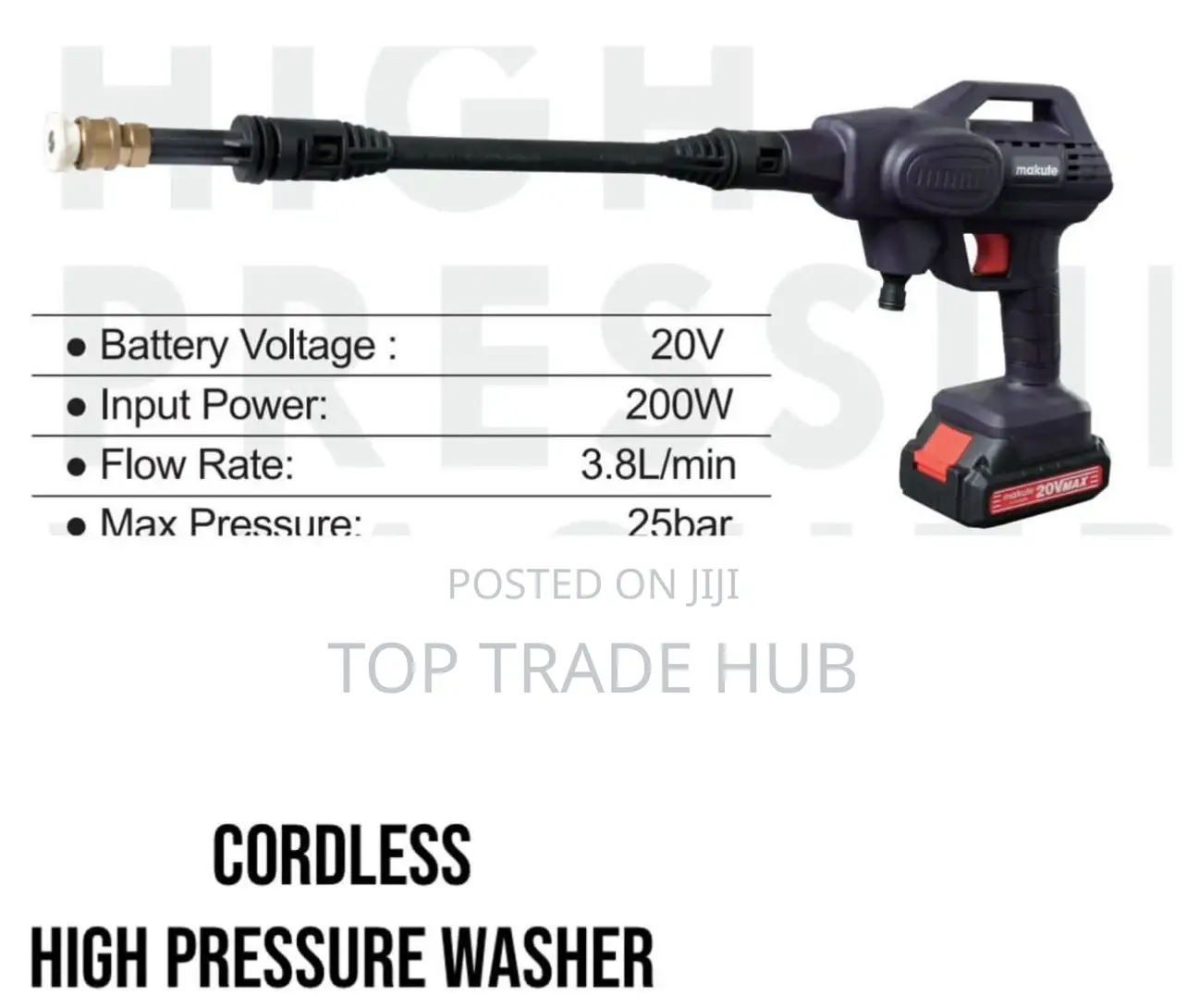 Makute Cordless High Pressure Washer 200w 25 Bar
