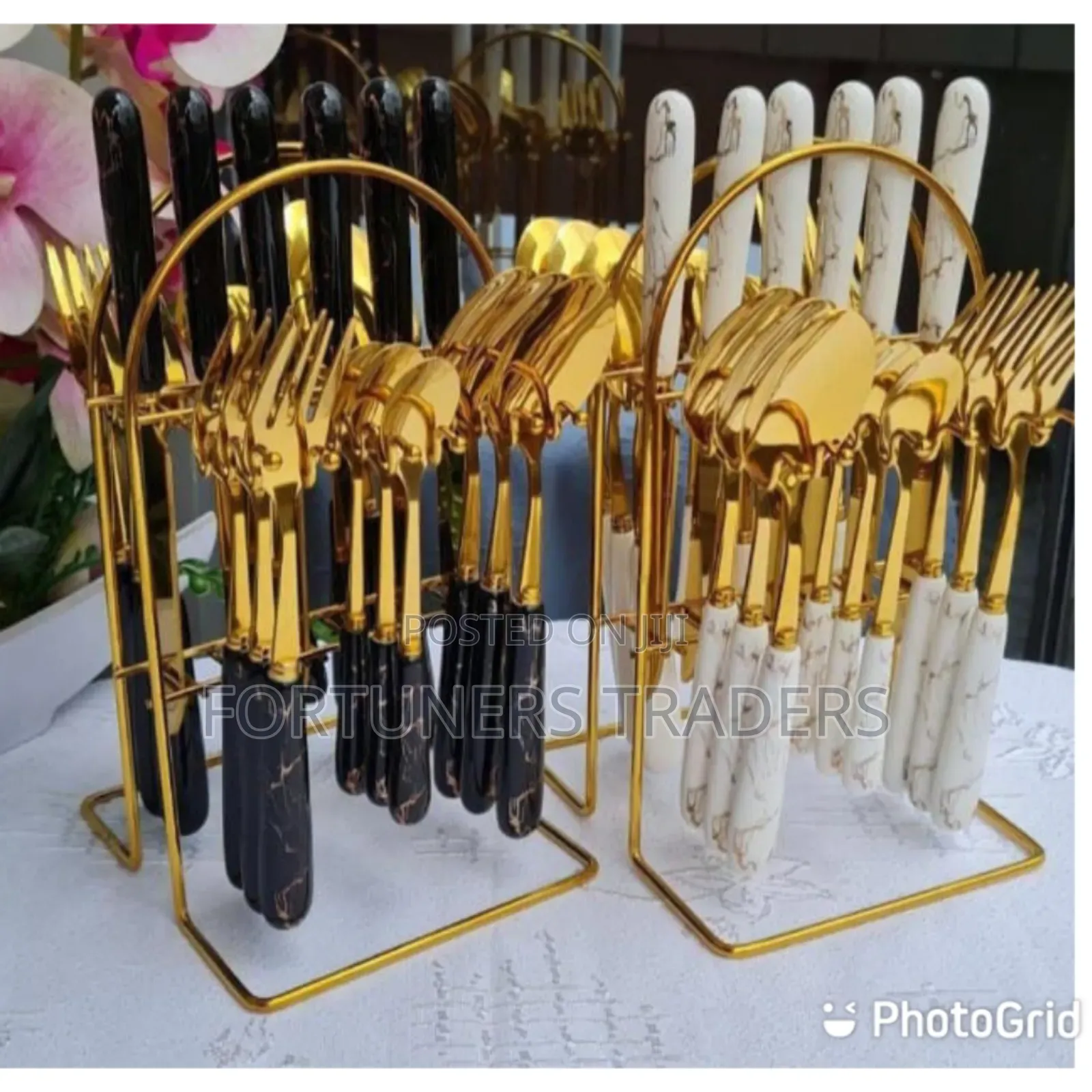 Heavy Marble Gold Cutlery Sets 
24 PCS