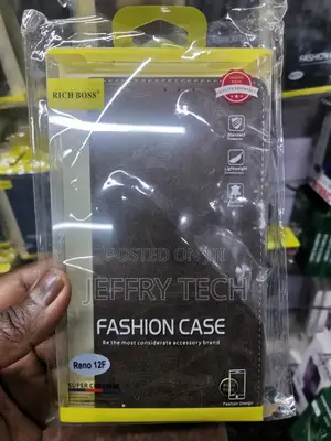 Haoye Case for Oppo Reno 12f Richboss Flip Case -Brown