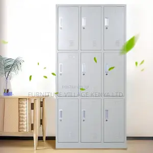 Office Cabinet: 9 -Locker Supplier Gray Gym Storage Cabinet