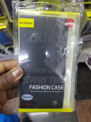 Lattice Tecno Spark 30c Richboss Leather Flip Case-Black