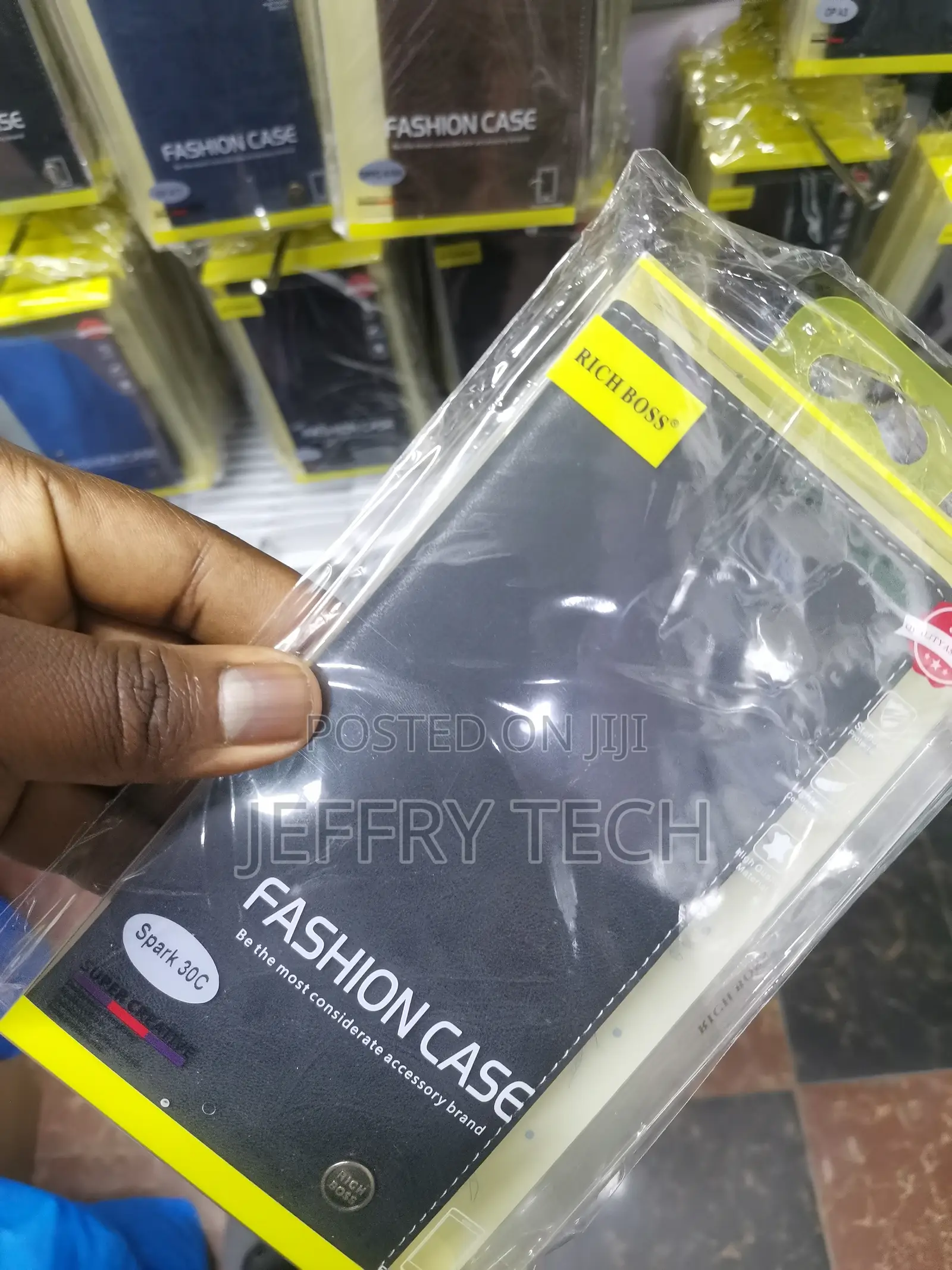 Lattice Tecno Spark 30c Richboss Leather Flip Case-Black