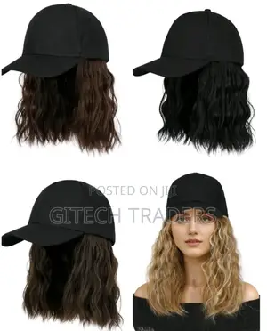 Hat Wig for Women, Short Wave Baseball Cap Wig With a Cap