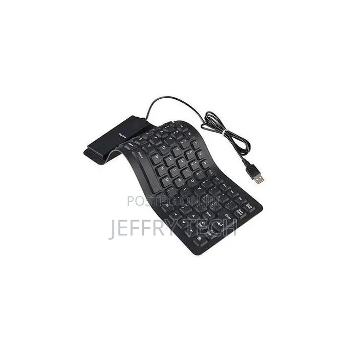 Wired Flexible Computer / Laptop Usb Keyboard - Black