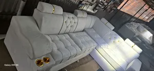 Comfortable  White L Seat Sofa