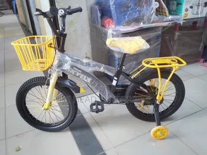 Kids Bike With Side Wheels, Front Bucket and Carrier.