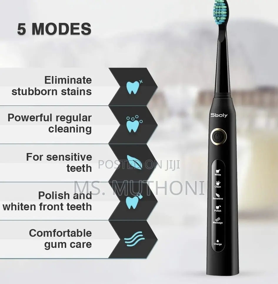 Rechargeable Intelligent Toothbrush With 5 Brushing Options
