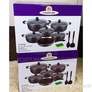 Tc 14 Pieces Non-Stick Black Coated Cooking Pot/Sufuria Set