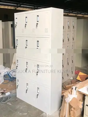 Cabinets: Metallic 15-Door Lockable Office Storage Unit