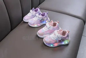 Pink and Purple Girls Elsa Sneakers With Lights 21-30