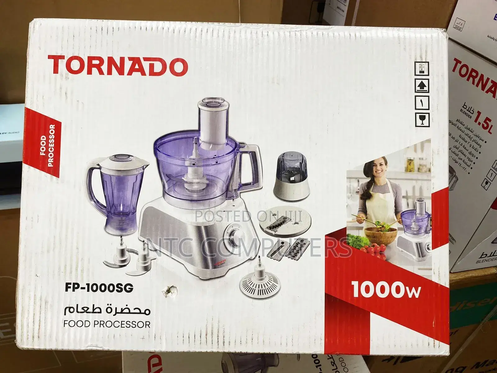 Tornado Food Processor 1000 Watt, 2 Liter Bowl, 1.5