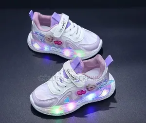 Cute Purple Girls Elsa Sneakers With Lights. 21-30