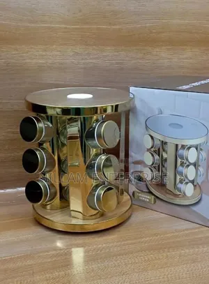Rotating Led Spice Rack With 12 Spice Jars