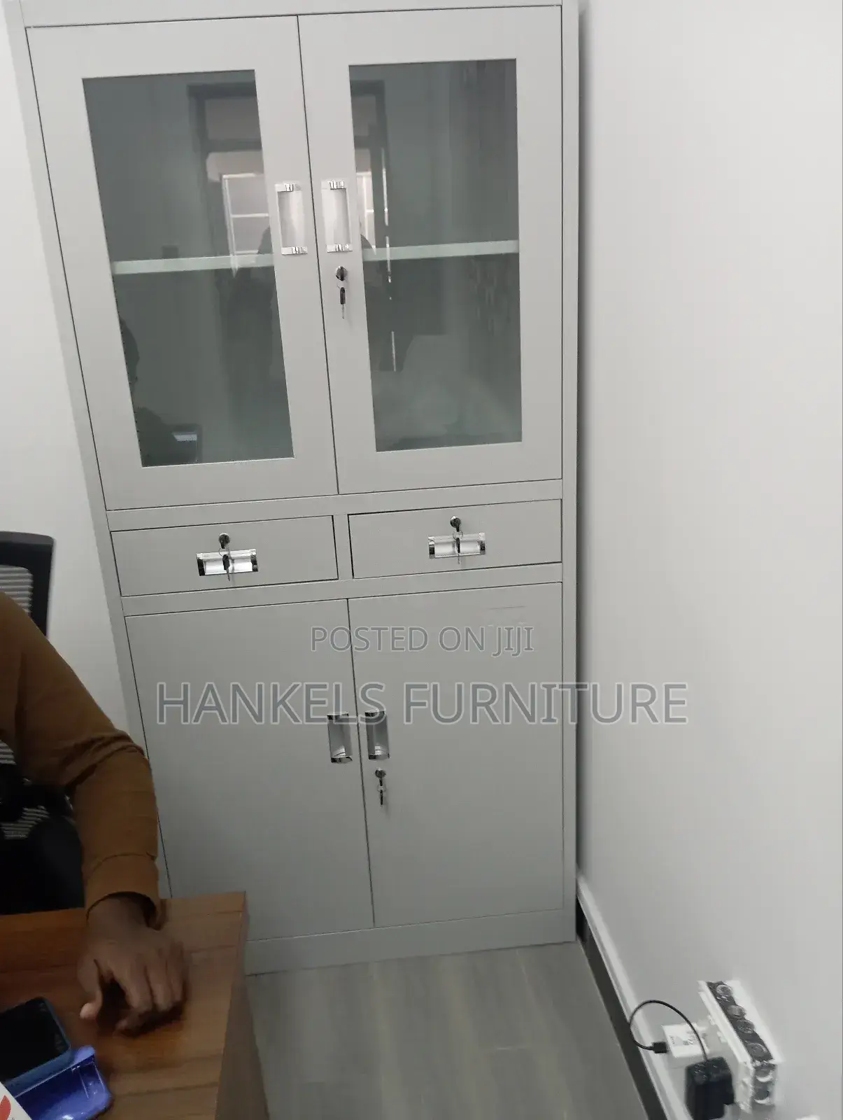 Half Glass Double Door Cabinet