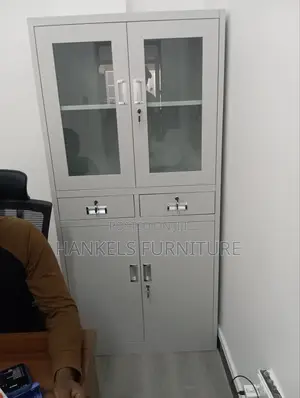 Half Glass Double Door Cabinet