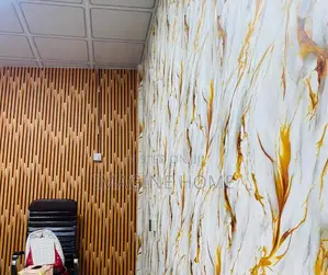Fluted Wallpaper With Plain Wallpaper