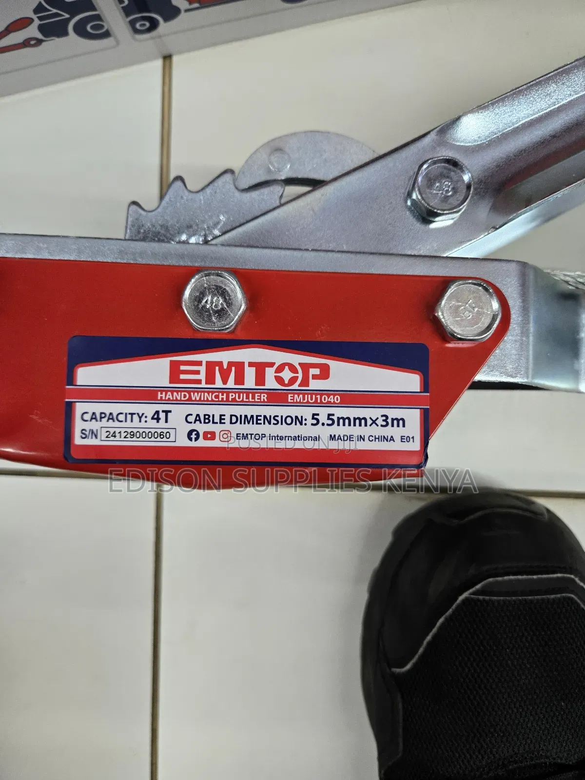 Hand Cable Puller Emtop 4 Ton Hand Winch Double Ratcheting