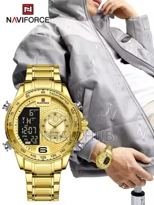 Naviforce Watch Naviforce Dual Time Gold Straps