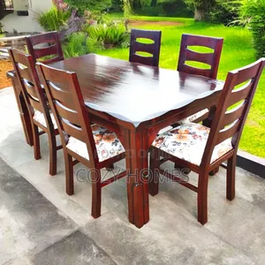 Dining Table, 6 Seater Dining Table With Floral Fabric