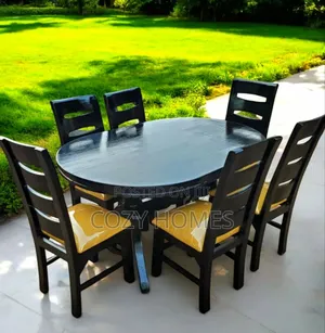 Dining Set, a Harmonious Dining Set With Mustard Fabrics
