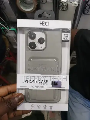iPhone 15 Pro Max Wallet Card Holder Leather Back Case-Gray