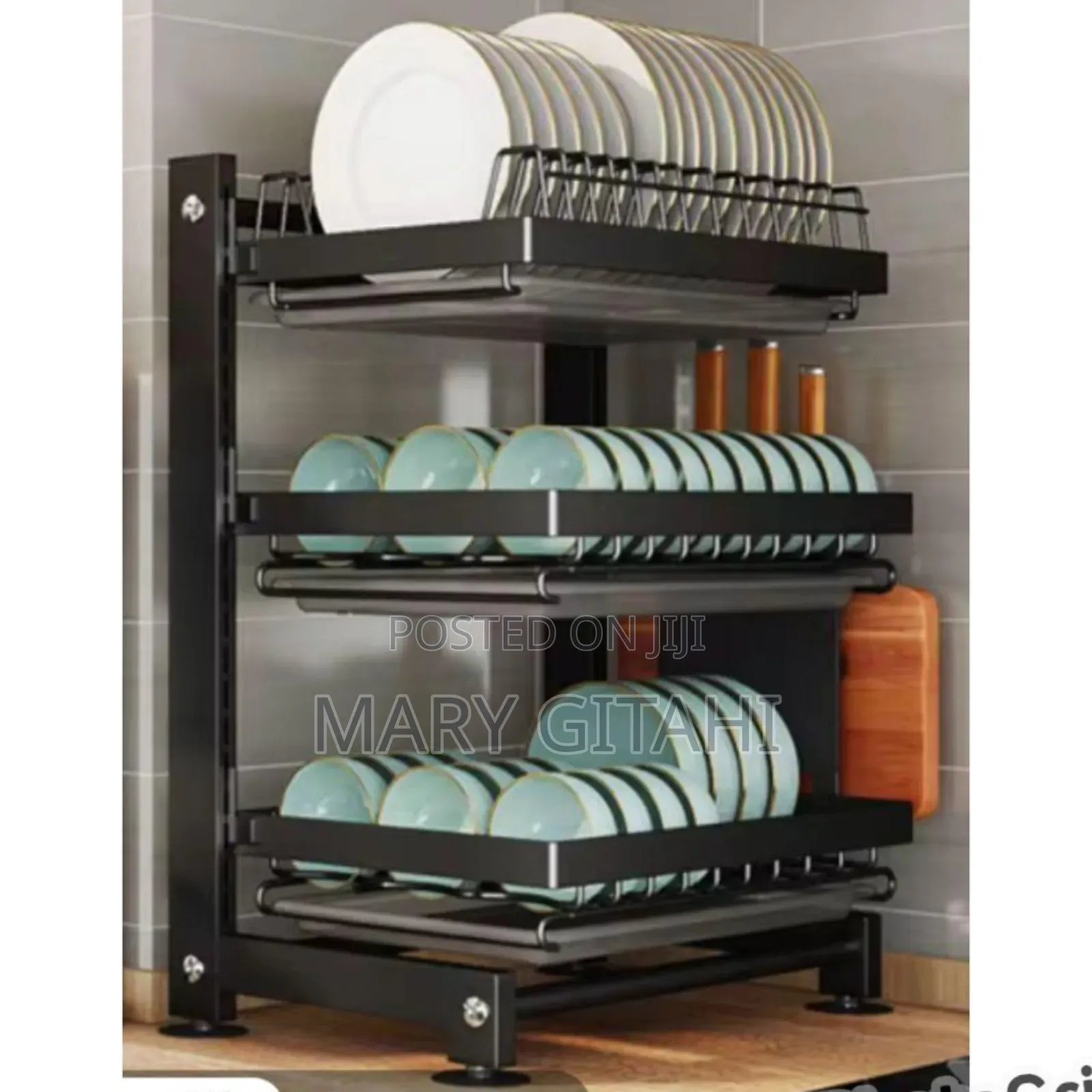 New Inn 3 Layer Adjustible Black Advanced Dishrack