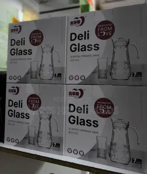 7pcs Deli Glass , 300ml Glasses With 1.8 Litres Jar Set