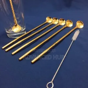 6pcs Long Stainless Steel Straw Spoons