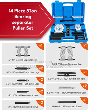 Vehicle Bearing Separator Puller Set Kit