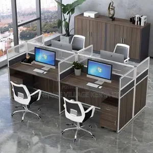 Workstations:Ergonomic 4-Person Desk With Open View