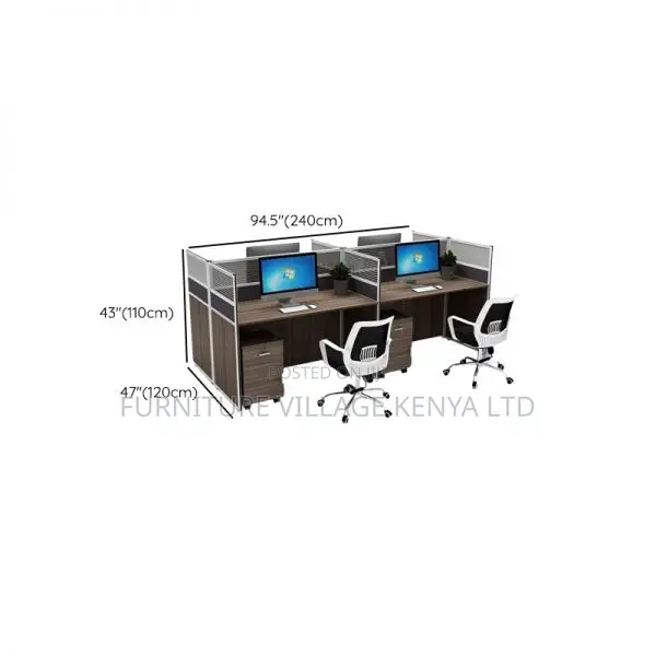 Workstations:Ergonomic 4-Person Desk With Open View