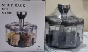 Rotating Spice Rack Set - 6 Glass Jars