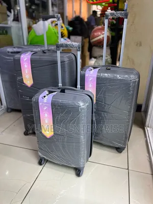 Dark Grey Rubber Unbreakable- Suitcase in 3 in 1 Set