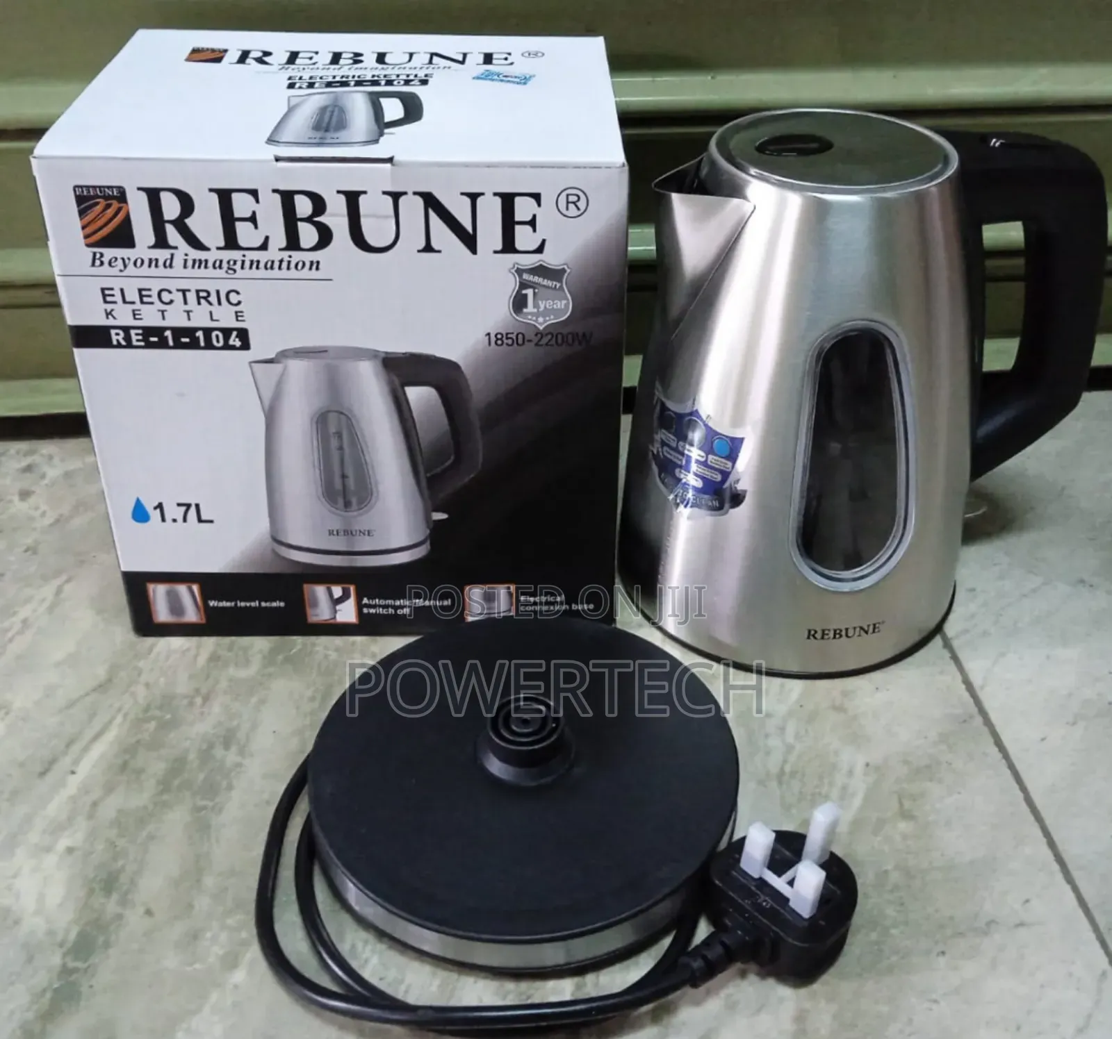 *Rebune 1.7 Litres Metallic Electric Kettle