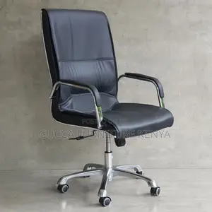 Office Chairs:Leather Upholstered Rolling Base Chair
