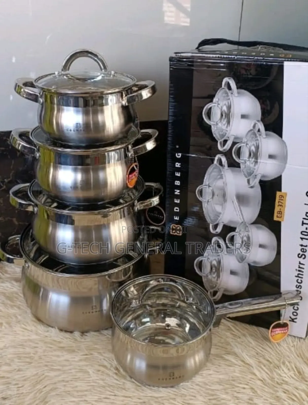 Edenberg Eb3719 Heavy Duty Stainless Steel Cookware Set