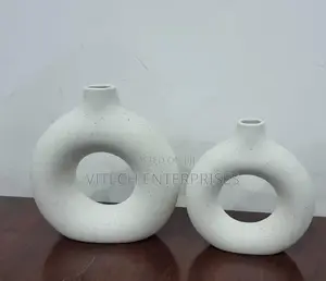 *Porcelain Ceramic 2in1 Elegant Decor Donut Flower Vases