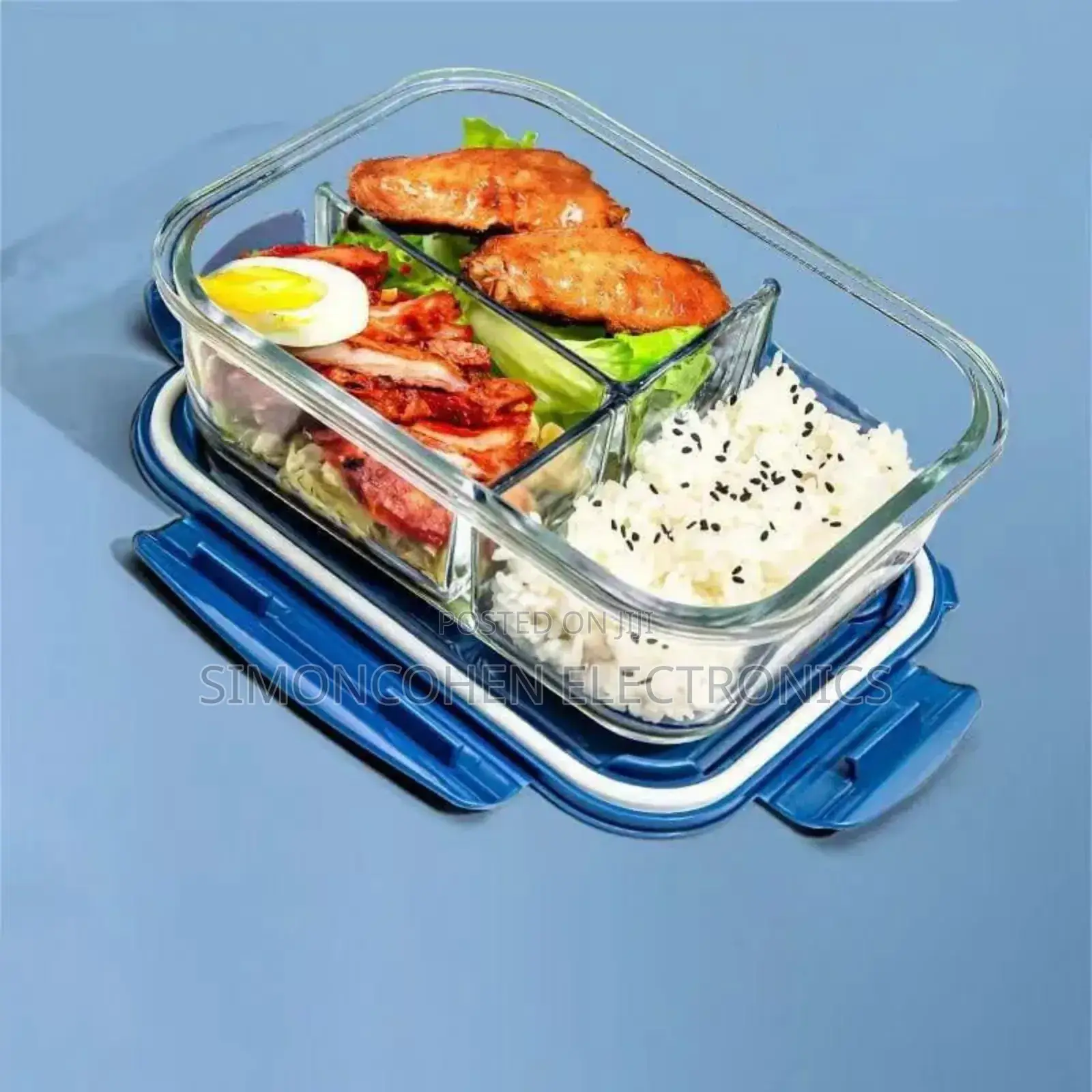3 Grid Microwave-Safe Partitioned Glass Lunch Box
