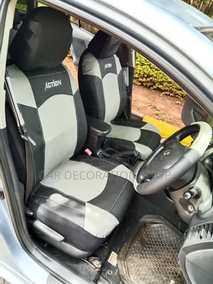 Grey Black Leather Action Seat Cover Fitted on 5 Seater Car